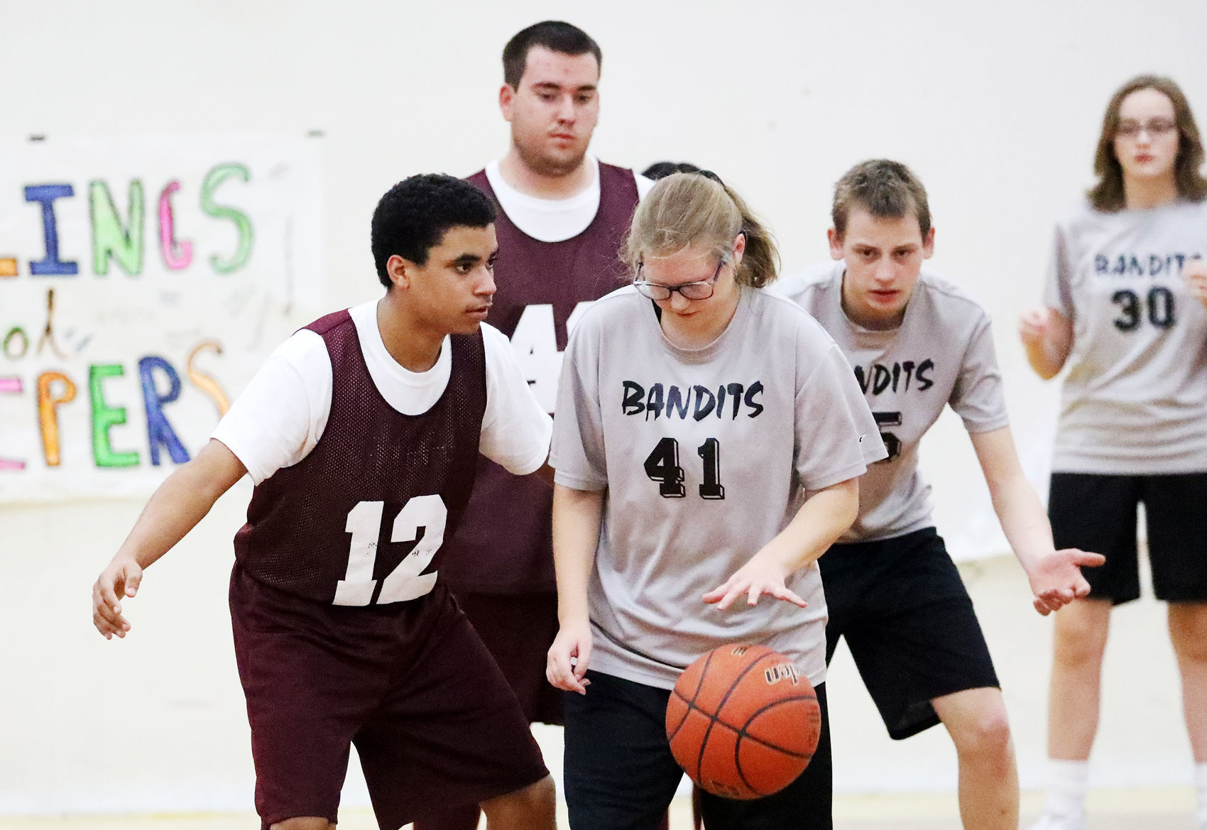 Miles City and Billings in the basketball championship hame at Special Olympics Montana